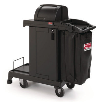 High Security Housekeeping Cart, Plastic, 1 Shelf, 3 Bins, 2