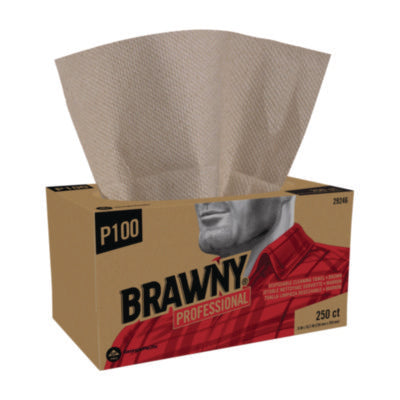 All Purpose Wipers, 1-Ply, 9 x 10.25, Brown, 250 Wipers/Box,