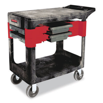 Two-Shelf Trades Cart, Plastic, 2 Shelves, 2 Drawers, 330 lb