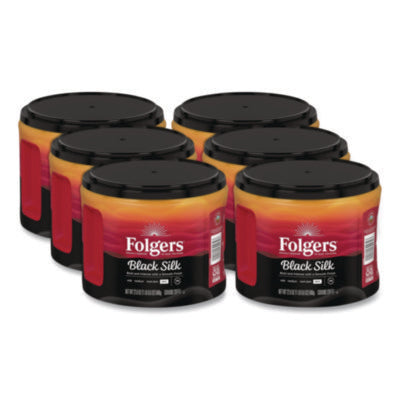 Black Silk Ground Coffee, Black 22.6 oz Canister, 6/Carton