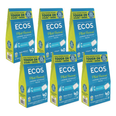 Laundry Detergent Packs, Free and Clear, 40 Pods/Pack, 6 Pac
