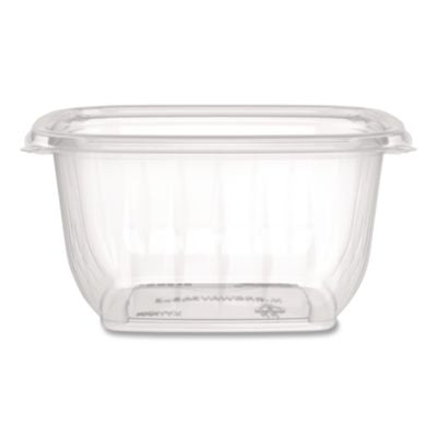 Square Plastic Bowls, 16 oz, 8.5 x 8.5 x 1.96, Clear, Plasti