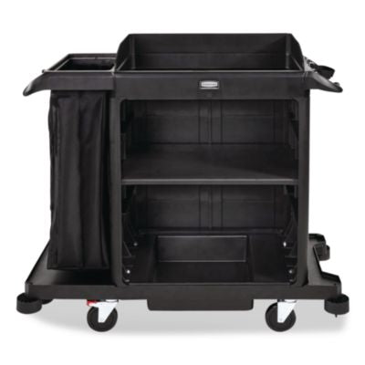 Compact Housekeeping Cart, Plastic, 3 Shelves 1 Bin, 23 x 53