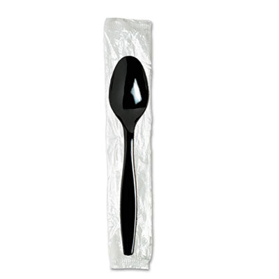 Individually Wrapped Heavyweight Spoon, Plastic, Black, 1,00
