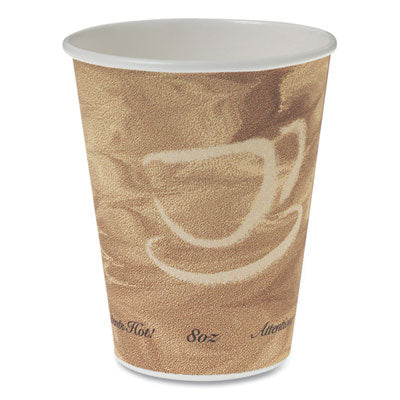 Mistique Polycoated Hot Paper Cups, 8 oz, Brown, 50/Sleeve,