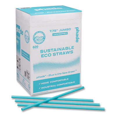 Marine Biodegradable Straws, 7.75", Ocean Blue, 6,000/Carto