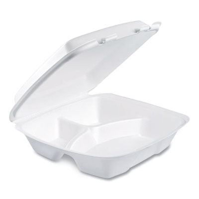 Foam Hinged Lid Container, Performer Perforated Lid, 3 Compa