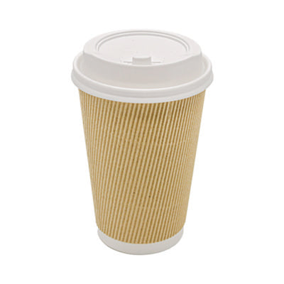 Ripple Hot Cups, 16 oz, Paper, Kraft/White, 500/Carton
