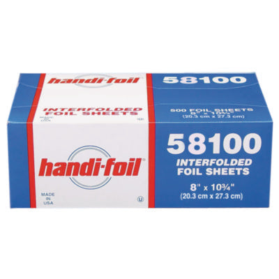 Interfolded Foil Sheets, 55 Gauge, 8 x 10.75, 500/Box, 6 Box