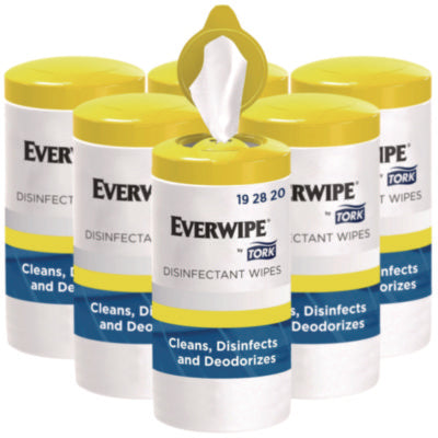 Everwipe by Tork Disinfectant Wipe Canisters, 1-Ply, 7 x 7,