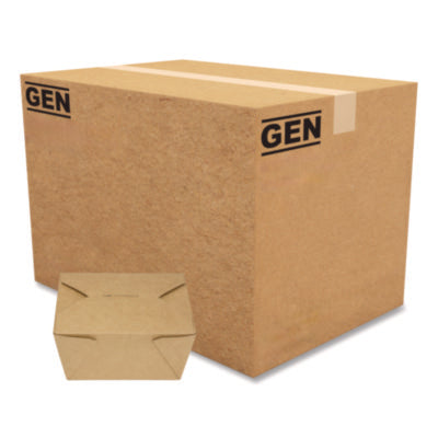 Reclosable Kraft Take-Out Box, 30 oz, 5.06 x 4.27 x 2.4, Bro