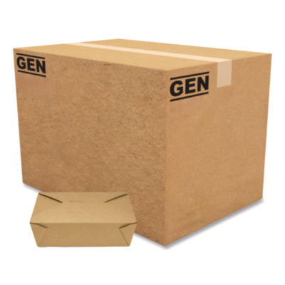 Reclosable Kraft Take-Out Box, 76 oz, 8.58 x 6.28 x 2.4, Bro