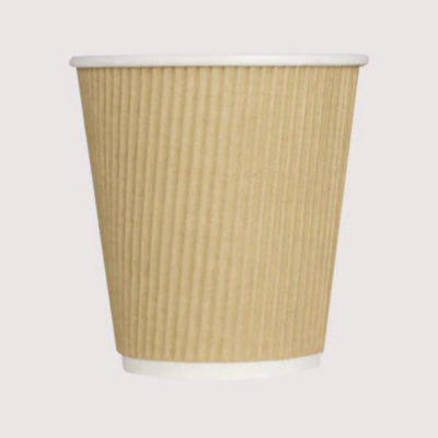 Ripple Hot Cups, 10 oz, Paper, Kraft/White, 500/Carton