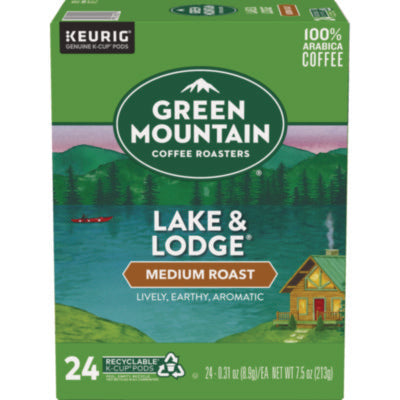 Lake And Lodge Coffee K-Cups, Medium Roast, 24/box