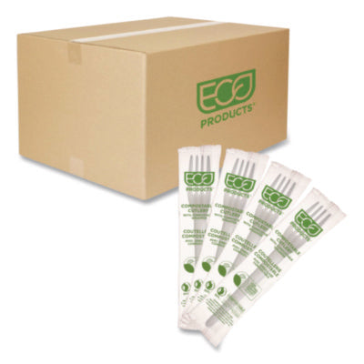 Plantware CPLA Cutlery, Individually Wrapped, Fork, Plastic,
