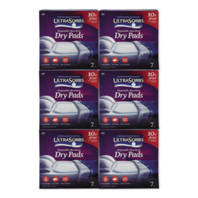 Ultrasorbs Disposable Dry Pads, 23 x 35, Blue, 7/Box, 6/Cart
