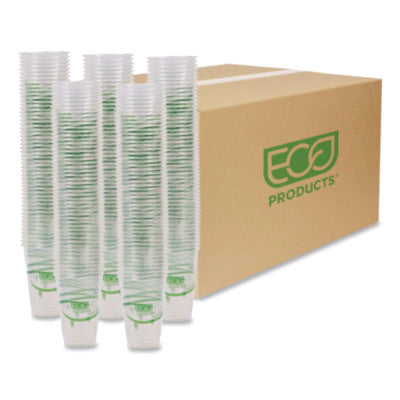 GreenStripe PLA Cold Cups, 10 oz, Plastic, Clear, 1,000/Cart