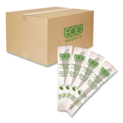 Plantware Compostable Cutlery, Knife, Plastic, White, 1,000/