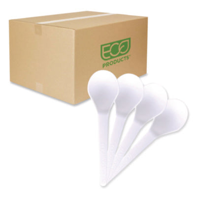 Plantware Compostable Soup Spoon, Heavyweight, Plastic, Whit