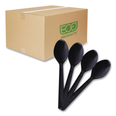 100% Recycled Content Cutlery, Spoon, Plastic, Black, 50/Pac