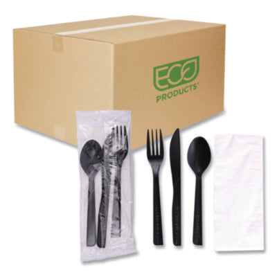 100% Recycled Content Cutlery Kit, Heavyweight Fork/Knife/So