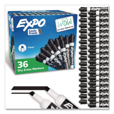 Low-Odor Dry-Erase Marker Value Pack, Broad Chisel Tip, Blac