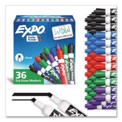 Low-Odor Dry-Erase Marker Value Pack, Broad Chisel Tip, Asso