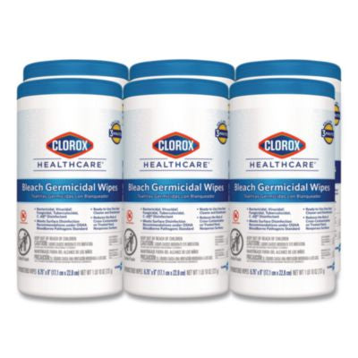 Bleach Germicidal Wipes, 1-Ply, 6.75 x 9, Unscented, White,