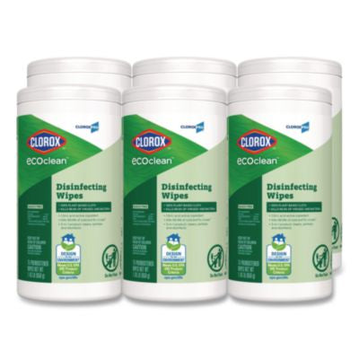 CloroxPro EcoClean Disinfecting Wipes, 1-Ply, 8 x 7, Unscent