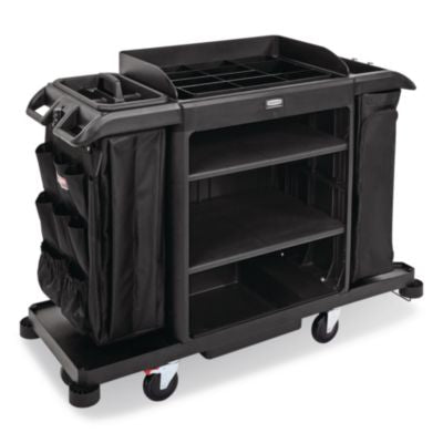 Full Size Housekeeping Cart with Accessory Bundle, Resin, 3