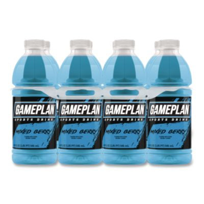 Gameplan Sports Drink, Mixed Berry, 20 oz Bottle, 24/Carton