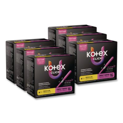 U by Kotex Click Compact Tampons, Regular Absorbency, 16/Pac