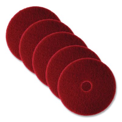Low-Speed Buffer Floor Pads 5100, 20" Diameter, Red, 5/carto
