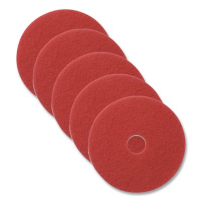 Buffing Pads, 14" Diameter, Red, 5 Pads/Carton