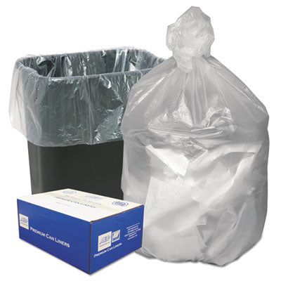 Can Liners, 10 gal, 8 mic, 24" x 24", Natural, 50 Bags/Roll,