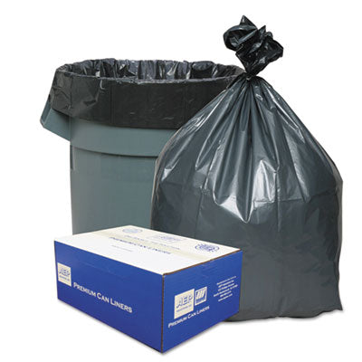 Can Liners, 30 gal, 1.35 mil, 30" x 36", Gray, 10 Bags/Roll,