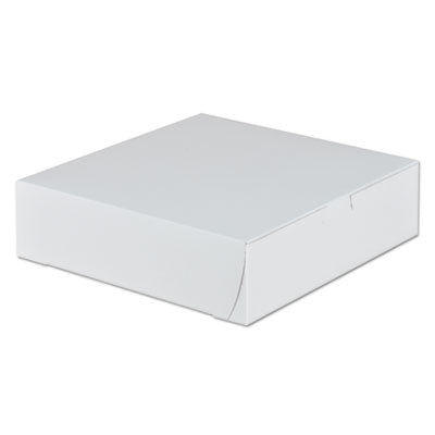 White One-Piece Non-Window Bakery Boxes, 9 x 9 x 2.5, White,