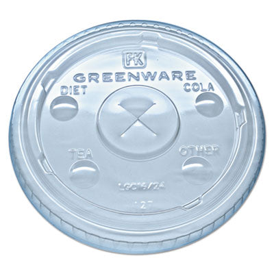 Greenware Cold Drink Lids, X-Slot, Fits 16 oz/18 oz/24 oz Co