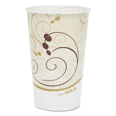 Symphony Treated-Paper Cold Cups, 16 oz, White/Beige/Red, 50