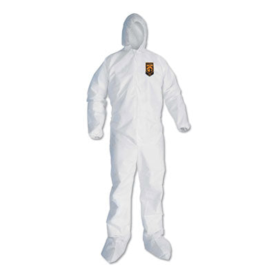 A30 Elastic Back and Cuff Hooded/Boots Coveralls, 2XL, White