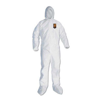 A30 Elastic Back and Cuff Hooded/Boots Coveralls, 3XL, White
