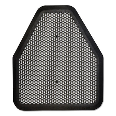 Urinal Mat, Shield-Shaped, Black Non-Slip Perforated Surface