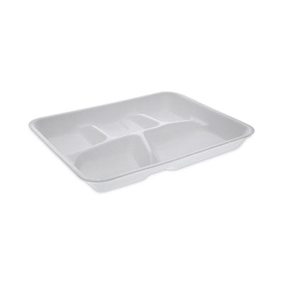 Foam School Trays, 5-Compartment Tray, 8.25 x 10.5 x 1, Whit