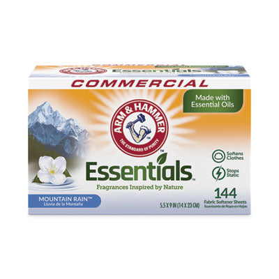 Essentials Dryer Sheets, Mountain Rain Scent, 144 Sheets/Box